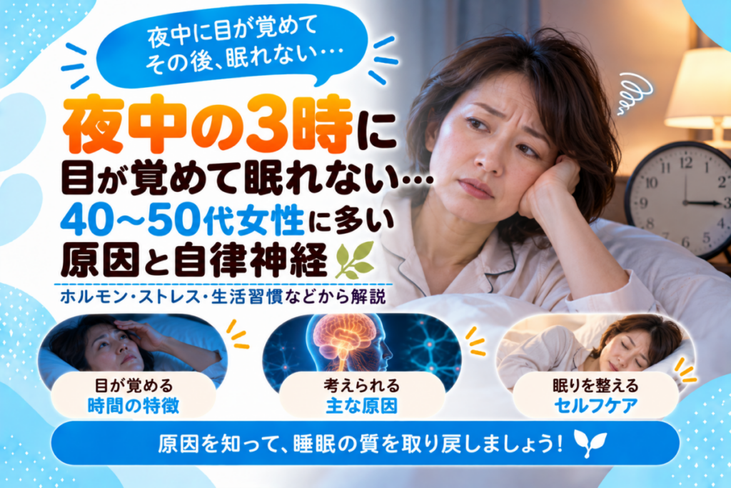 夜中に目が覚めて眠れない40代女性|中途覚醒と自律神経
